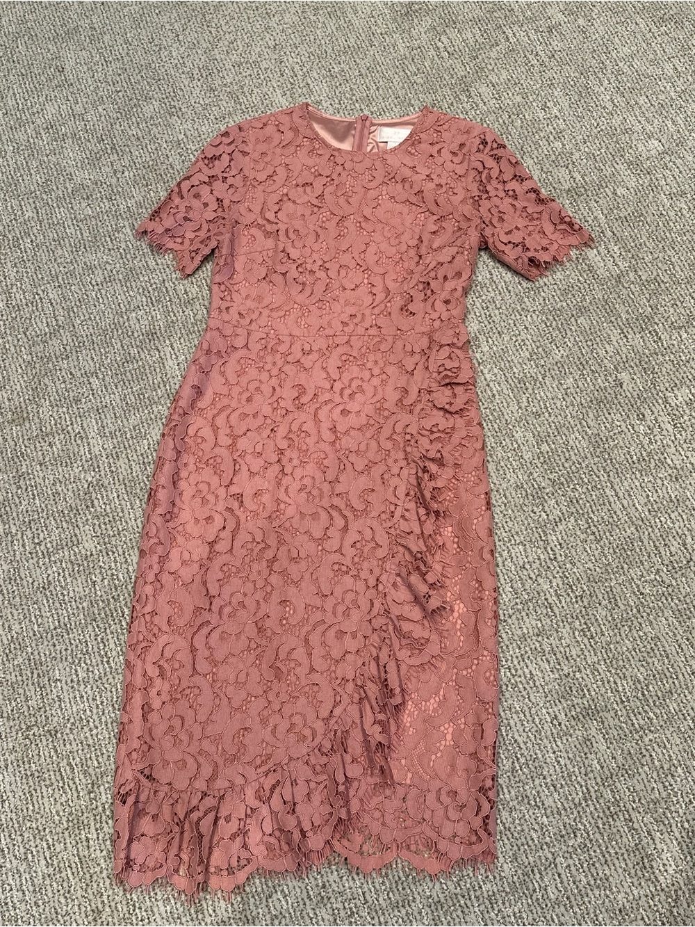 Rachel Parcell Dusty Rose Lace Midi with Ruffle Detail - Picture 3 of 6